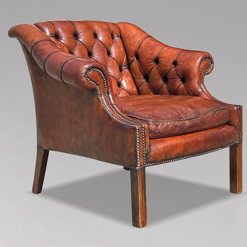 Brown Leather Library Armchair