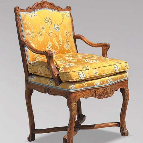 18Th C French Carved Walnut Armchair