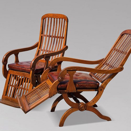 Pair Of 19Th C Walnut Reclining Armchairs
