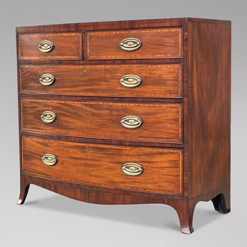 Mahogany & Inlay Bow Front Chest Of Drawers