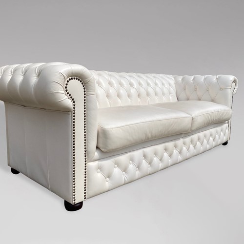 20Th C White Leather Chesterfield Sofa