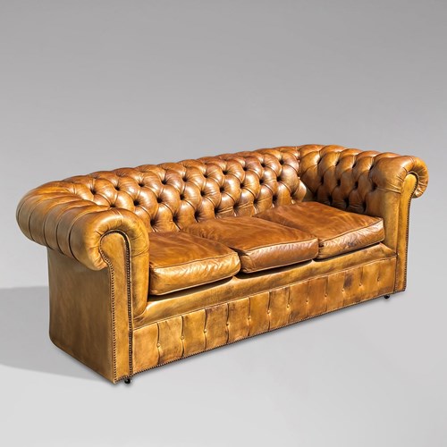 Stunning Golden Brown Leather Chesterfield