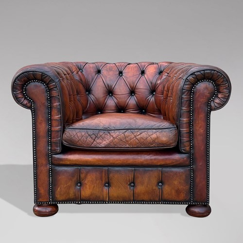 Stunning Brown Leather Chesterfield Armchair