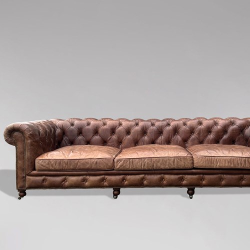 Large Brown Leather Chesterfield