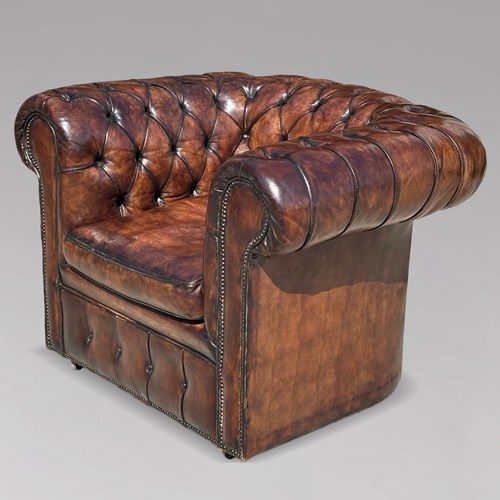 Antique Brown Leather Chesterfield Armchair