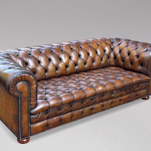 Antique Golden Brown Leather Chesterfield