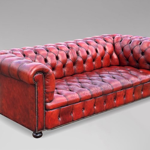 Red Leather 3 Seater Chesterfield Sofa