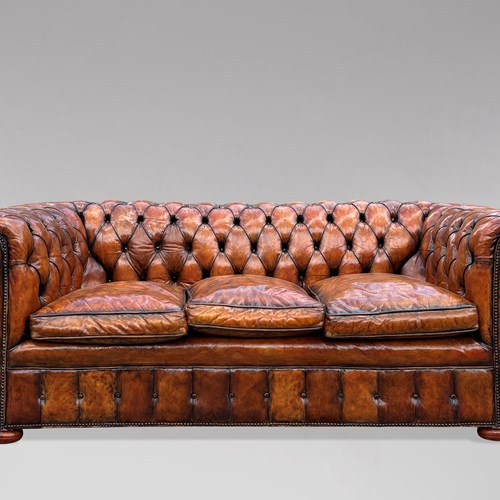 Victorian Brown Leather Chesterfield Sofa