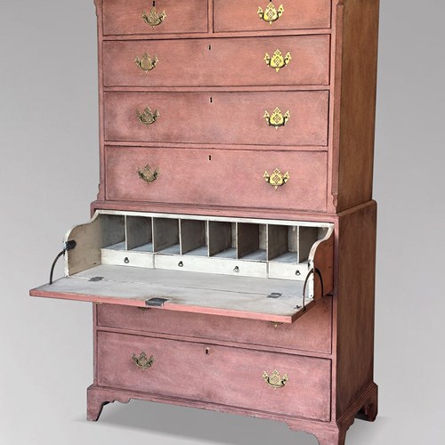 18Th C Painted Georgian Secretaire Tallboy