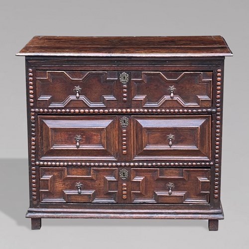 17Th C Oak Geometric Chest Of Drawers