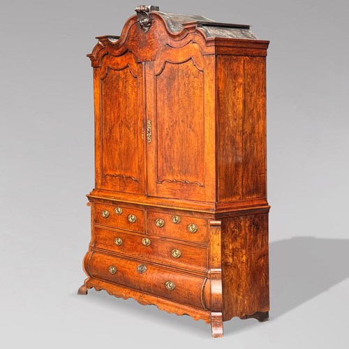 18Th C Dutch Walnut Cabinet Armoire