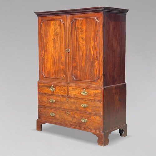 Georgian Mahogany Linen Press