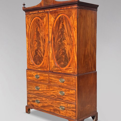 Georgian Mahogany & Inlay Linen Press