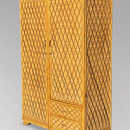 1970S Bamboo & Wicker Wardrobe