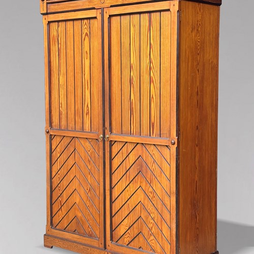 Arts & Crafts Scottish Pine 2-Door Wardrobe