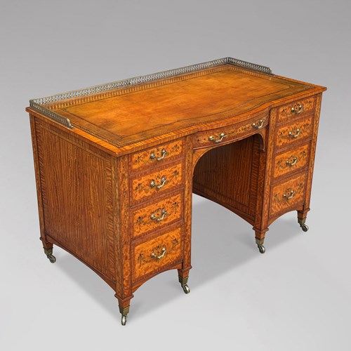 Satinwood & Marquetry Desk Stamped By Gillows
