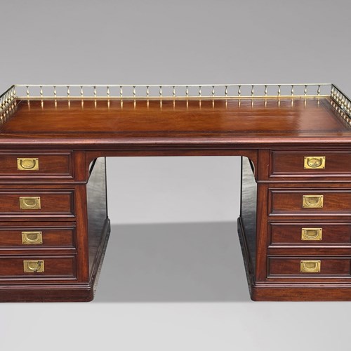 19Th C Victorian Mahogany Campaign Desk