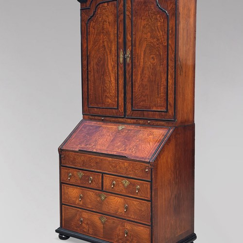 18Th C George I Walnut Bureau Bookcase