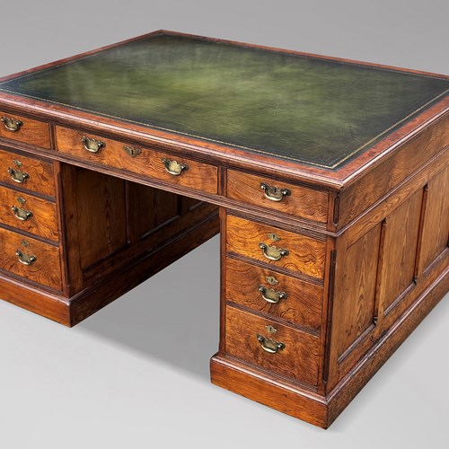 19Th C Pitch Pine Partners Desk