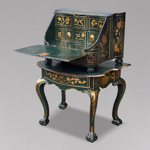 18Th C Venetian Painted Travelling Bureau On Table