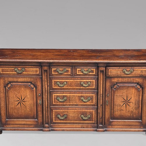 Georgian Oak & Burr Elm Inlay Dresser Base