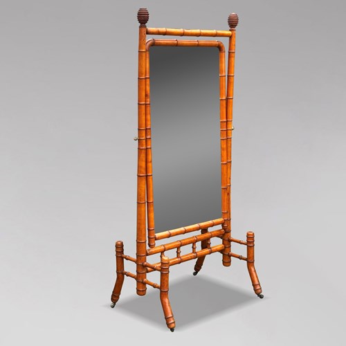 Large Faux Bamboo Cheval Mirror