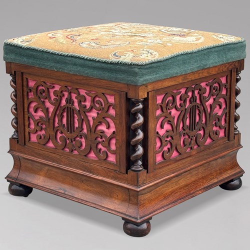 19Th C Victorian Rosewood Piano Stool