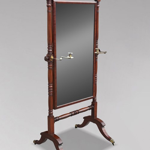 Regency Period Mahogany Cheval Dressing Mirror
