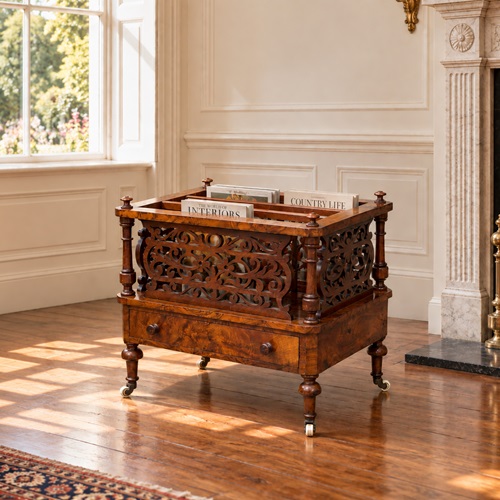 Victorian Walnut Canterbury Magazine Rack