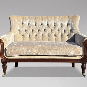 William IV Lyre Shaped Velvet Sofa
