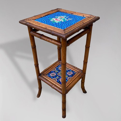 Antique Tiled Tops Bamboo Side Table