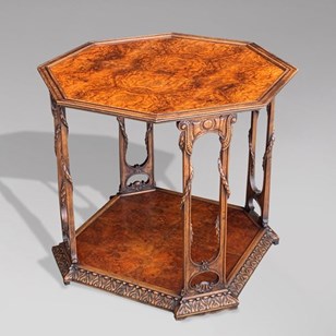 French Octagonal Burr Walnut Table