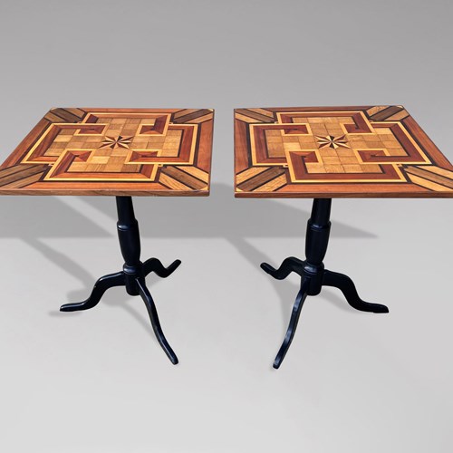 Pair Of Parquetry Inlay Occasional Tables
