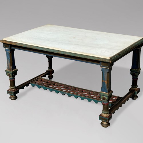 Italian Painted & Marble Top Hunting Table 