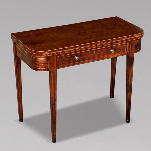 18Th C Georgian Mahogany Fold-Over Tea Table