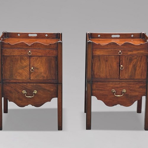 Pair Of 18Th C Mahogany George III Bedside Commodes