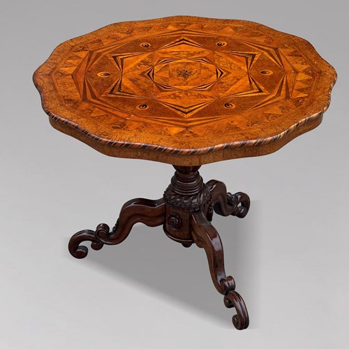 19Th C Specimen Wood Marquetry Side Table