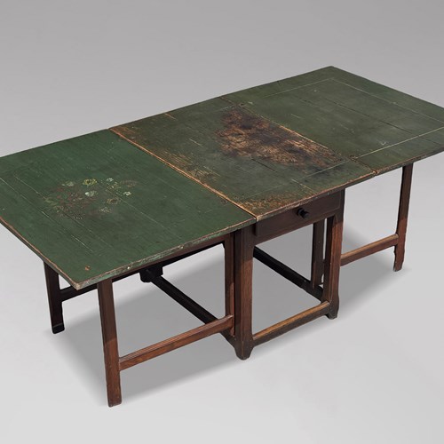 19Th C Swedish Painted Drop-Leaf Dining Table