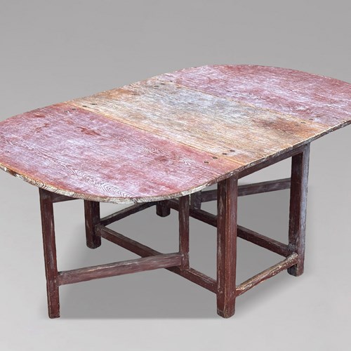 19Th C Swedish Painted Drop-Leaf Dining Table