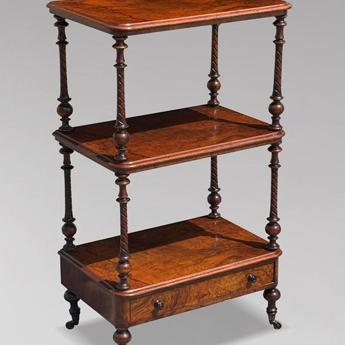 Victorian Period Burr Walnut Three-Tier Whatnot