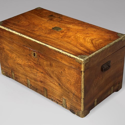 Large 19Th C Camphor Wood Campaign Trunk