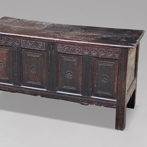 17Th C Joined Oak Lancashire Coffer