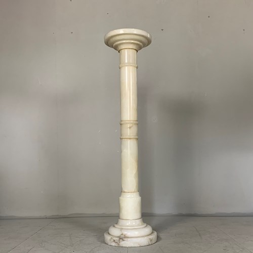 Late19th Century Italian Alabaster Column Bust Stand 