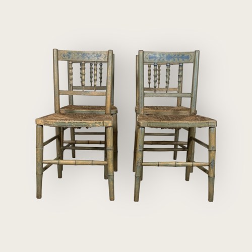 Set 4 Regency Kitchen Chairs In Original Paint