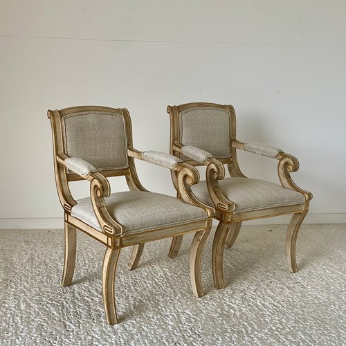 Pair Of Grecian Revival Swept Armchairs