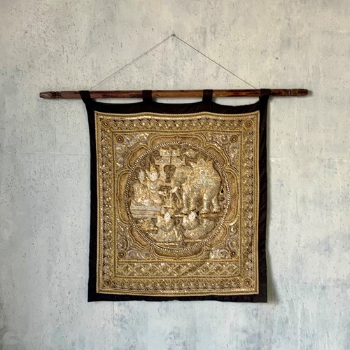 Highly Decorative Burmese Kalaga Elephant.Wall Hanging 