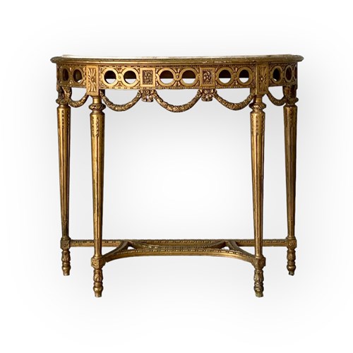 French Louis XVI Style Gilt Console Table