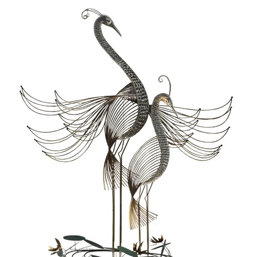 Signed Curtis Jere 1988 Twin Heron Wall Sculpture