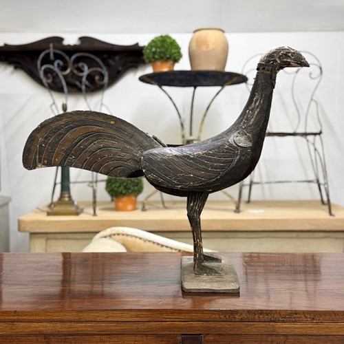 Antique Folk Art Wooden Bird Sculpture