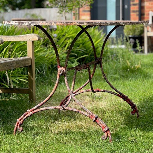 Antique Metal And Iron Garden Table